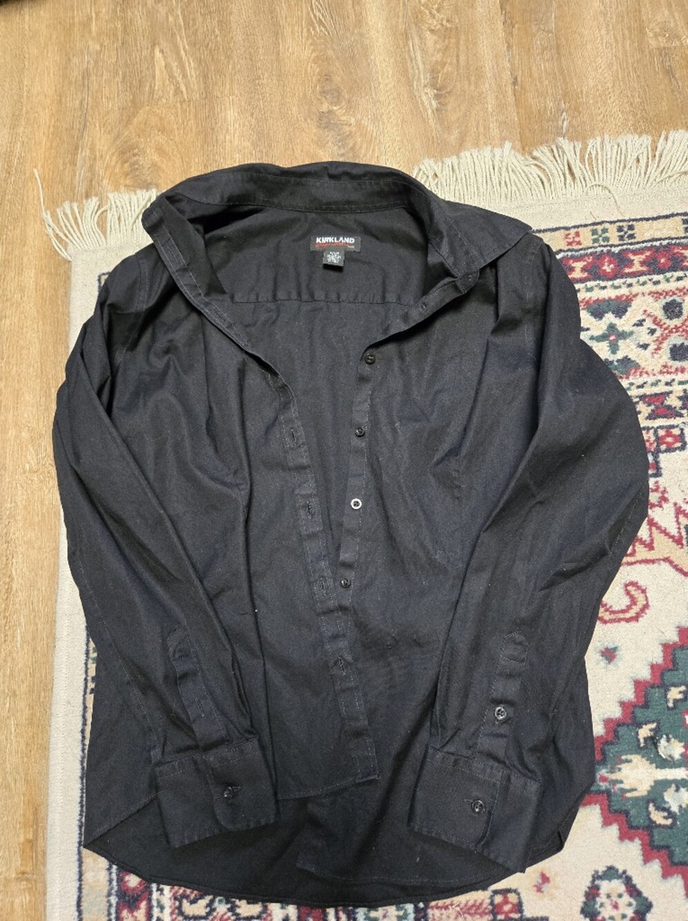 ​Kirkland Signature Black Stretch Cotton Button Down Top Women's Medium
